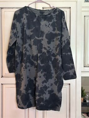 J. Jill Tie-Dye Long Sleeve Tunic Dress in Charcoal and Navy - Medium
